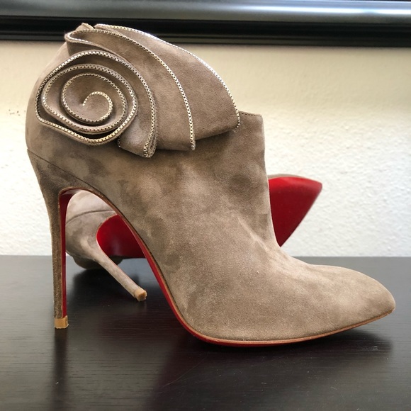 MRS BABA Suede Ruffle Embellished Ankle Boot Heels - Picture 2 of 13